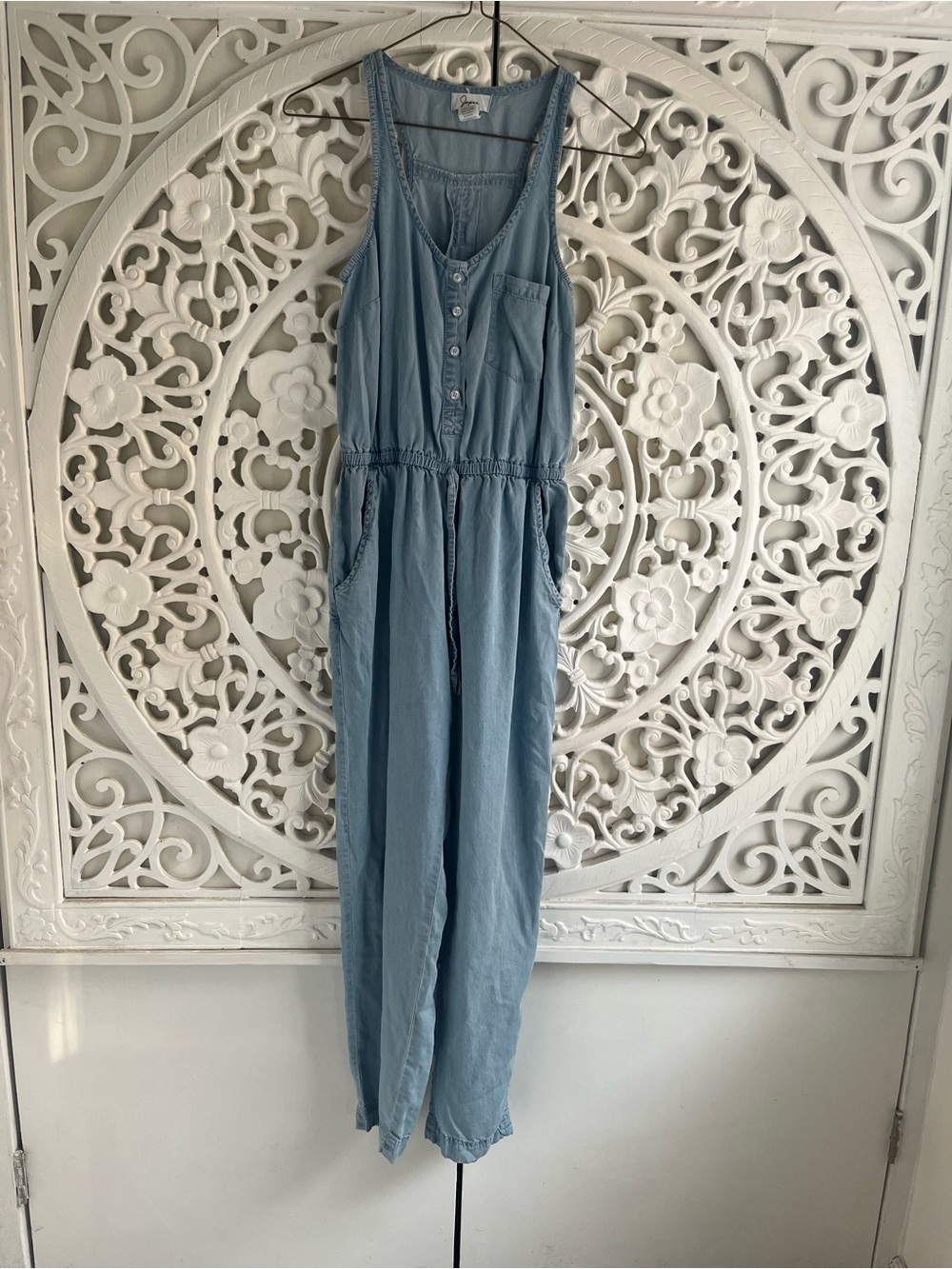 Japna 100% Lyocell Chambray Jumpsuit Sleeveless Wide Leg Small